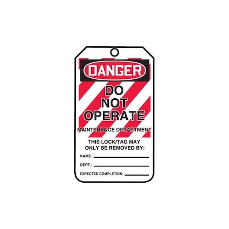 Accuform Safety Tags, DANGER DO NOT OPERATE MAINTENANCE DEPT, 5.75in x 3.25in, HS-Laminate, 5PK MLT401LTM